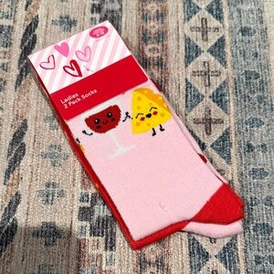 Pink and Red Ladies Valentines Socks